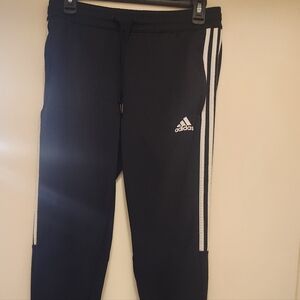 Adidas Black Joggers with White Stripes